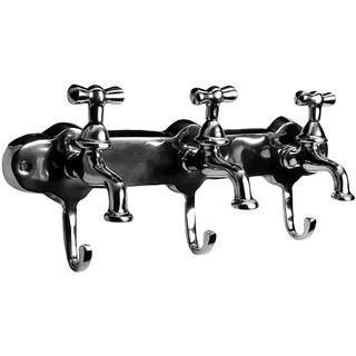 alles-meine.de GmbH große Garderobe/Hakenleiste - Wasserhahn - 3 Haken - Silber grau - aus Metall - Edelstahl - Schlüsselbrett & Wandhaken - Kindergarderobe/Garderobenhak..