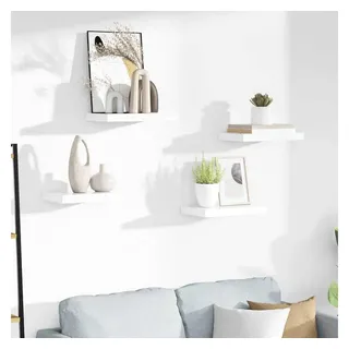 furnicato Wandregal 4er Set Schweberegal 40x23x3,8 cm Hochglanz-Weiß, 4-tlg., Stabile Wandboards mit unsichtbarer Montage für Deko und Bücher weiß 23 cm x 3.8 cm x 40 cm