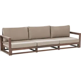 Beliani Gartensofa Dunkelbraun Akazienholz Auflagen Taupe 3-Sitzer Sofa Retro Landhaus Stil Terrasse Outdoor Außenbereich