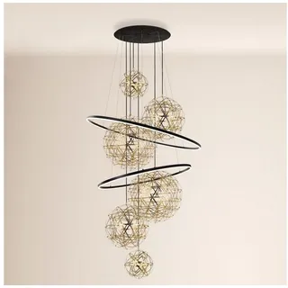 s.luce Fusion XXL 8-flg. LED-Ring 60 cm rund schwarz/goldfarben