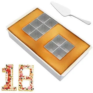 LuxusKollektion Backform Große Zahlen Backform Aluminium verstellbar Antihaft - DIY Geburtstag silberfarben