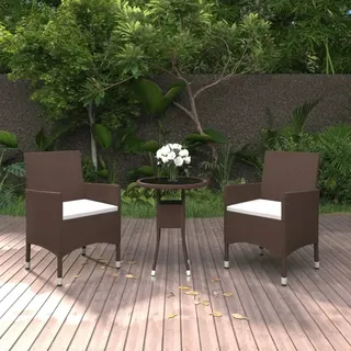 vidaXL 3-tlg. Bistro-Set Poly-Rattan und Hartglas Braun - Braun