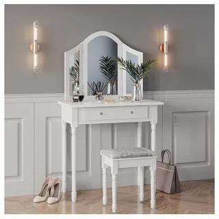 Vicco Schminktisch Kate Weiß 80 cm mit Hocker