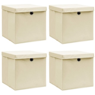 vidaXL Aufbewahrungsbox Aufbewahrungsboxen mit Deckel 4 Stk. Creme 32x32x32 cm Stoff (4 St) vidaXL