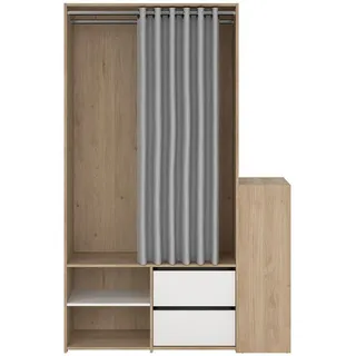 VCM Offener Kleiderschrank Kimmy 128 x 41 x 0 cm Walnuss/Weiß