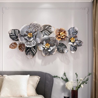 Mroinss Kreative 3D Blume und Blätter Wanddeko Metall, Große Metall Wandkunst Wanddekoration, Metallbild 3D als Perfekte Deko Wohnzimmer Schlafzimmer Hintergrund Wand, 200x72cm