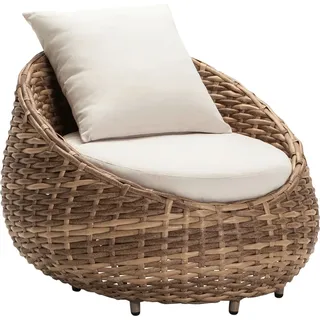 Dehner Lounge Sessel Tulum Polyester 95 x 76 x 97 cm Braun/Weiß mit Polster