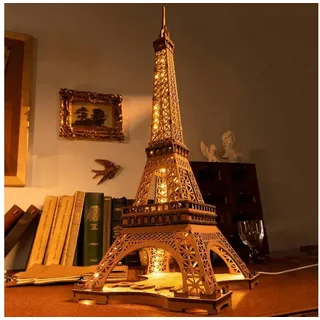 Robotime 3D-Puzzle Robotime Nachts am Eiffelturm  3D Puzzle, 152 Puzzleteile beige