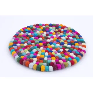 Filzuntersetzer rund 22cm Handarbeit Topfuntersetzer bunt Bunte Filzkugel Untersetzer aus Filz von feelz