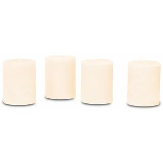 Loberon Kerze 4er Set Virrans, Handgearbeitete Echtwachskerzen, Durchgefärbt, Lange Brenndauer, Adventskerzen, Adventskranz, Stumpenkerzen, Paraffinwachs, Creme