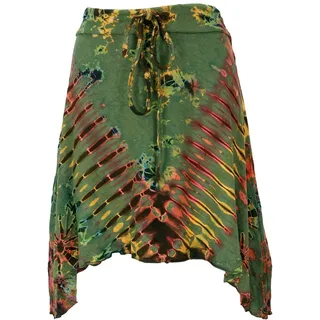 Guru-Shop Minirock Batik Hippie Minirock, Boho Sommerrock,.. alternative Bekleidung grün
