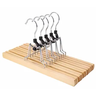 Kleiderbügel Bügel Hangers 10 Stück Holzbügel, rutschfeste Holz-Hosenbügel Mit 360-Grad-Drehhaken, Kleiderbügel Für Hosen Hangers Clothes