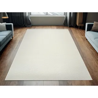 AKCILA Havanna Schlingenteppich 250x300 Creme – Wohnzimmerteppich Modern im Fischgrätmuster, Teppich für Fußbodenheizung, Strapazierfähiger Kurzflor