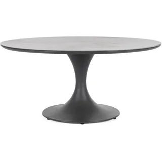 Gartenesstisch Arnold aus Aluminium und Stein, modern rund, anthrazit, Ø 158 cm, für 6–8 Personen