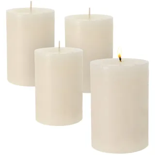 Echtwachs Stumpenkerze creme - 4er Set - Advent Weihnachten Hochzeit Deko Kerze