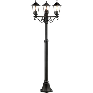 Außen-Stehlampe BRILLIANT "Carleen" Lampen Gr. 3 flammig, Ø 61 cm Höhe: 200 cm, schwarz Außenstandleuchten