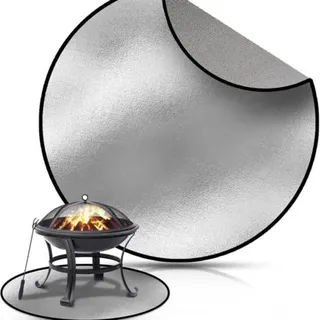 Runde Kaminmatte, Feuerhemmende Matte, Faltbare Bodenmatte, Grillmatte Zum Schutz Von Terrasse Und Rasen, 61 Cm (24 Zoll)