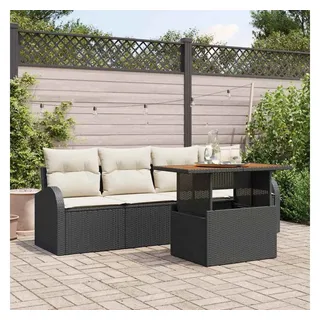 vidaXL Garten-Sofa-Set 5-tlg. schwarz/creme