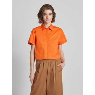 Cropped Bluse mit verdeckter Knopfleiste, Orange, 36