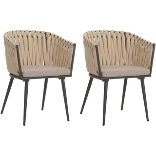 Mendler HWC-N38 Gartenstuhl 61 x 61 x 82 cm creme 2 St.