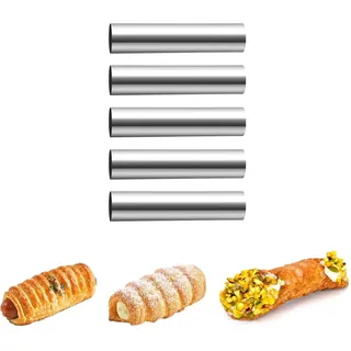 GMMH 5 St Röhrchen Sahnerollen Backform für Schaumrollen Hörnchen, Cremerollen Trubotschki, Schillerlockenform aus Edelstahl, Schillerlocken zum Backen Cannoli