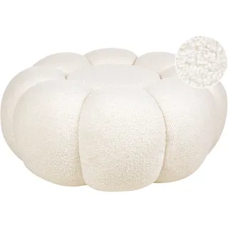 Beliani Pouf Beaufort Bouclé 60 x 27 x 60 cm Cremeweiß