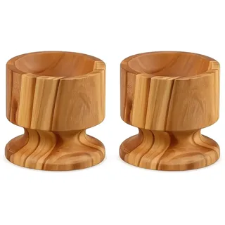Neustanlo | Eierbecher aus Olivenholz | Eierhalter für Frühstücksei | natürliche Holzmaserung | Ø 5,5 cm x H 5 cm | dekorativer Holz Eierständer für Frühstück & Tisch | 2 Stück