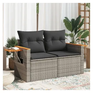 vidaXL Gartensofa 2-Sitzer Loungesofa grau