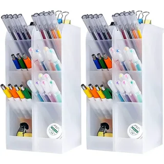 Lostwry 4 Stück Stiftehalter Organizer, Schreibtisch Stifteköcher, Stifthalter Bleistift Aufbewahrungsbox Pinselbehälter Organizer Stifte Halter für Büro Heimbedarf, Weiß