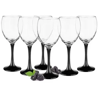 Sendez 6 Weingläser 300ml mit schwarzen Füßen Weinglas Weißweingläser Rotweingläser Weinkelche