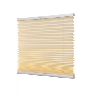 Plissee Plissee ohne Bohren Wabenplissee Faltrollo inkl. Premium Klebeträger, ventanara beige 85 cm x 130 cm