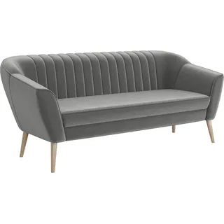 MEBLINI Mini Sofa 3-Sitzer für Wohnzimmer - Mini Lounge für drei Personen - Küchensofa - Sofa Klein - KAIA - 3 - Hellgrau Samt - Grau