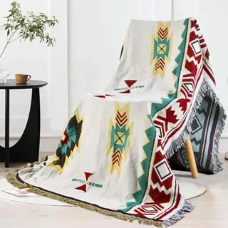 Tolenre Sofadecke 90 X 150 Cm, Boho-strick-tagesdecke Aus Baumwolle, Multifunktionale Bettdecke, Dekodecke, Campingdecke