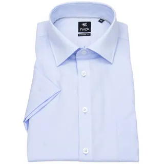 Pure Kurzarmhemd Modern Fit leicht tailliert bügelfrei Kentkragen blau L