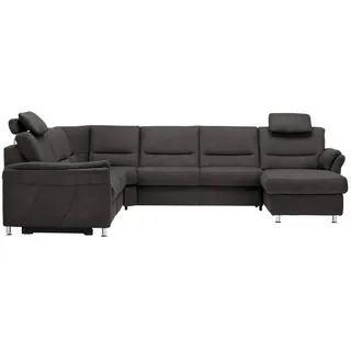 Beldomo System Wohnlandschaft, Grau, Metall, Uni, 6-Sitzer, Ottomane rechts, U-Form, 330x262 cm, Goldenes M, erweiterbar, Typenauswahl, Bettkasten erhältlich, Fußauswahl, Stoffauswahl, seitenverkehrt Bettfunktion Rückenfutter, individuell planbar, Wohnzimmer, Sofas & Couches, Wohnlandschaften, Wohnlandschaft U-Form