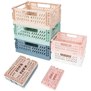 DMJJSD Klappbox Plastik Klappkorb 5Stück, klappbox klein(20.5*15*9cm) mini klappkiste(15.5*10*6cm) Tragbar Aufbewahrunskisten Bunt Faltbare Aufbewahrungskiste für Küche, Bad, Büro, Schlafzimmer