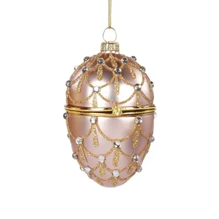 Goodwill: Schmuckkästchen aus Glas, mundgeblasen, 10 cm, Rosa - Hängender Schmuckkasten - Weihnachtsornament - Weihnachten - Ostern