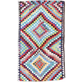 Nain Trading Orientteppich Kelim Fars Antik 166x279 Handgewebter Orientteppich / Perserteppich, rechteckig, Höhe: 5 mm blau|lila