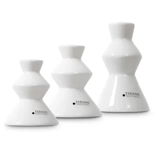 Tiziano® Vasen Silandro 8-12cm 3er Set Creme-Weiß - Hochwertige Keramik Vasen mit glänzender Oberfläche für Flexible Deko-Gestaltung - Ideal für Wohnzimmer, Flur, Schlafzimmer - Wohnung Deko