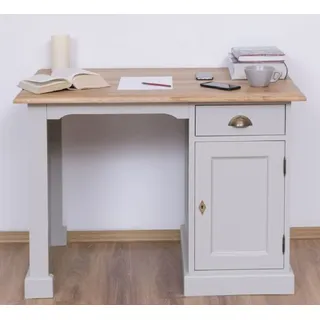 Casa Padrino Landhausstil Schreibtisch Grau / Naturfarben 110 x 70 x H. 78 cm - Massivholz Sekretär im Landhausstil - Büro Möbel - Massivholz Möbel - Landhausstil Möbel