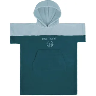 normani Kinder Badeponcho - Strandponcho aus Bio-Baumwolle - Handtuch-Poncho mit Kapuze für Jungen und Mädchen von 0-13 Jahren - Bademantel aus schadstofffreiem Material Farbe Petrol Größe 6-9 Jahre