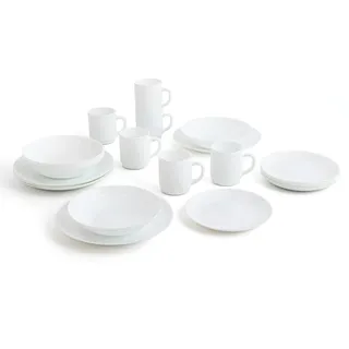 Arcopal Komplettes weißes Tafelservice für 6 Personen, 24-teilig, 6 flache Teller, 6 tiefe Teller, 6 Dessertteller und 6 Tassen, mehrfarbig, 24-teilig