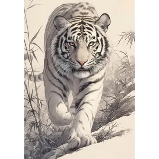 5D Diamond Painting Bilder Groß Weißer Tiger 40x50cm Erwachsene Diamant Malerei Aufkleber Gemälde Weißer Tiger Puzzle Malen nach Zahlen Tiere Tiger Bilder zum Sticken Furchtlosigkeit Standhaftigkeit
