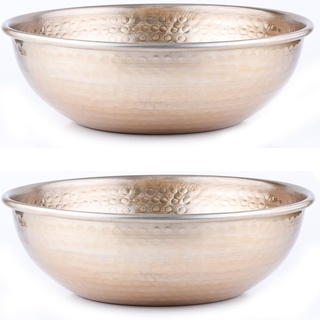 2er Set Marrakesch Schale Obstschale aus Aluminium 27cm groß | Schüssel Engla Gold als Tischdeko in der Küche