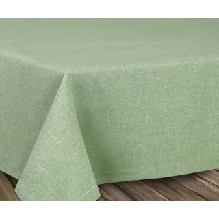 BEAUTEX fleckenabweisende und bügelfreie Tischdecke - Tischtuch mit Lotuseffekt - Tischwäsche in Leinenoptik, Rund 160 cm, Hellgrün
