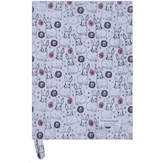 Krasilnikoff Geschirrhandtuch Bunnies and Eggs, 70 x 50 cm, rose