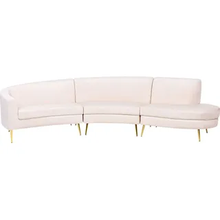 Beliani Wohnlandschaft Samt 2-Sitzer Beige