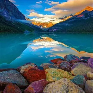Puzzle 3000 Teile - Jigsaw Puzzle für Erwachsene - Buntes Puzzle 3000 Teile Erwachsene, Motiv: See mit bunten Steinen, 3000 Teile Puzzle, Puzzle Erwachsene 3000 Teile, Puzzel,3000 Puzzle-48.03x31.88