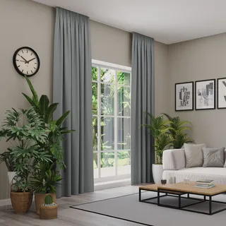 Vorhang NEUTEX FOR YOU "INSULA, Nach Maß", grau (hellgrau), B:137cm H:270cm, Polyester, Gardinen, Uni-Dimout für starke Verdunklung, nach Maß