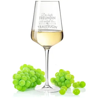 Leonardo Weinglas mit Gravur - Die beste Freundin wird Trauzeugin - Personalisiert mit Namen - Geschenk für Freundin zur Hochzeitsfeier - Geschenke zur Hochzeit oder Verlobung - Farbe Puccini
